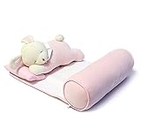 Cute Minor ベビー枕快適　調整可能羊枕　新生児用ドーナツ枕　清浄可能0-1歳かわいい　100％綿 (ピンク)