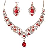 [J's select] ベリーダンス 社交ダンス レディース パーティー ネックレス ピアス (レッド)