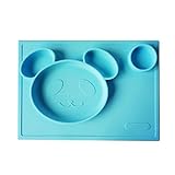Kukeベビー食器ランチプレートランチ皿子供用　シリコンミニマット　キッズ食事マットパンダ形　ベビー テーブルマット　離乳食　丸洗い 滑り止め