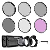 NEEWER 49mm NDフィルターセット UV/CPL/FLD/ND2/ND4/ND8フィルター ゴムレンズフード/レンズキャップ付き 超薄型 コンパチブル DSLRカメラ 汎用49mmカメラに対応
