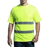 GOGOこんにちはヴィスTシャツ反射安全ライム半袖ポケット付き - 蛍光 イエロー - L