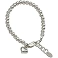 Baby, Children's, or Women's Sterling Silver or Gold-Plated Bracelet with Heart Charm for Girls