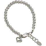 Baby, Children's, or Women's Sterling Silver or Gold-Plated Bracelet with Heart Charm for Girls