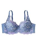 [ニッセン] ブラジャー レディース 脇高フルカップ（チューリップ柄）（トリンプ）【十人十適】 ブルー×ラベンダー D105