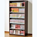 コミック 収納 DVDラック ひな段コミックラック 奥行3列 ダークブラウン オークス HCS890-D