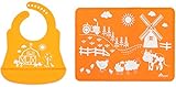 Brinware 'Barnyard Friends' Placemat and Silicone Bib with Pocket Set by Brinware