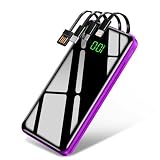 モバイルバッテリー 大容量 35000mAh 【2024新モデル・4つのケーブル内蔵】 バッテリー 急速充電 携帯充電器 USB-Type C入出力ポート 4台同時充電可 USB-A出力ポート 最大2.1A出力 3WAY入力ポート LED残量数字表示 モバイル・バッテリー iPhone/Android/iPadに適合する コンパクト 軽量 PSE技術基準適合