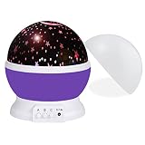 eyqmスタープロジェクタ、4 LED Sky Night Light for Kids、360度回転with USBケーブル パープル eYQM00016
