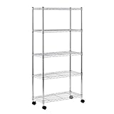 Sandusky MWS301460 Mobile Wire Shelving - 5 Tier with 2 Inch Nylon Casters Silver [並行輸入品]