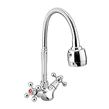 Decdeal 水栓 ダブルハンドル ホット＆コールド混合型水栓 亜鉛合金 キッチン/浴室/シンク 蛇口 デッキにマウントされた