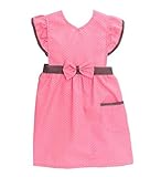 （ポルテボヌール) 【PORTE BONHEUR】 エプロン 水玉 ドット リボン フリル かわいい ガールズ 子供 用 給食 お弁当 作り 等に (03 レッド（着丈49cm）)
