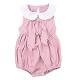Ochine　新生児服　ベビー服　カバーオール　ノースリーブ　ホワイト襟付き　ロンパース　春秋用　パジャマにも　可愛い　普段着　ワインレッド/ピンク　出産祝い　70 80 90 100