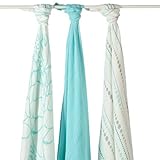 aden+anais（エイデンアンドアネイ） swaddle バンブー・スワドル おくるみ 3枚セット azure【9205】