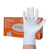 ニトリル手袋,YIFAN ラテックス製 100 xニトリル手袋 100PCS 使い捨て 食用ラテックス手袋 高品質 耐久性 経済的 高強度 保護 さまざまな用途 多機能 耐穿刺性- ホワイトL