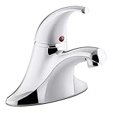 KOHLER K-P15182-4DRA-CP Coralais Single-Handle Centerset Bathroom Sink Faucet with Plastic Pop-Up Dr