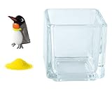 花市場直送便 ミニチュアガラス キングペンギン & カラーサンド イエロー & 植え込み用グラス ニューブロックS