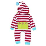 MIOIM かわいい ベビー服 長袖 赤ちゃん 肌着 カバーオール ストライプ ロンパース 男の子 女の子 出産祝い パーカー 帽子付き