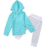 Bringtupベビースーツ、長袖パーカー+ストライププリントパンツ、新生児服セット