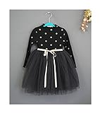 WIN キッズワンピース フォーマル女児 キッズ 服 子供 長袖 女の子 ガールズ ワンピース 韓国スタイル 結婚式 発表会 入園式 入学式 卒園式 卒業式 七五三 パーティー (110cm, ブラッ