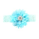 Refaxi カラフルなシフォンローズフリルフラワーラインストーンベビーガールズヘッドバンドヘアアクセサリーキッズズヘッドオーナメント