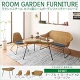 家具 便利 おしゃれ ガーデンファーニチャー セットN/テーブル+ローチェア×2+ローソファ ラタン×スチール カフェ風ルームガーデンファニチャーシリーズ ネイス