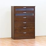 日本製 シック 幅80cm 6段ハイチェスト 完成品 (ブラウン)
