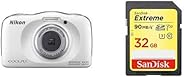 【SDカードセット】Nikon デジタルカメラ COOLPIX W150 防水 W150WH クールピクス ホワイト + SanDisk Extreme SDカード 32GB SDHC Class10 UHS-I U3 
