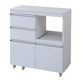 「Parl 鏡面カウンターワゴン 家電収納 80cm幅(FPL-0001-WH)」【JKP】ホワイト(#9897258) キッチンカウンターワゴン