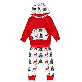 Lovoski ベビー　子供服　綿　長袖　クリスマスのパタン　パーカー　ズボン　ロングパンツ　上下セット　柔らかい　全4サイズ - 80