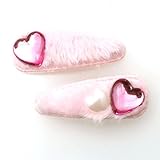 ヘアピン パッチン留め パッチンピン 前髪 ダブルハートボアぱっちんピン1ペア 【B52-】 かわいい 子供 キッズ 女の子 髪飾り 髪留め (ピンク)