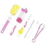 Sasairy 7点セット ボトルブラシ 哺乳びん用 洗浄ブラシ 乳幼児 スポンジブラシ ナイロンブラシ 乳首/哺乳瓶/水筒 哺乳瓶ブラシセット ベビーボトルクリーニングブラシ ベビー用品 ピンク