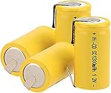 Sub C SC 1.2V 1300mAh Ni-Cd NiCd 充電式バッテリー、タップ付き、イエロー-4 パック