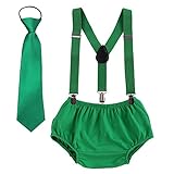 子供服 ベビー服 夏 ショーツ ネクタイ3点セット 赤ちゃん男の子 下着パンツ 3-24か月 コスチューム 寝相アート 着ぐるみ 出産祝い 可愛い 撮影 ズボンつり 新生児 サロペットパンツ (グリー