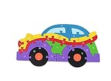 bestwoohome木製教育玩具アルファベットパズルfor Learn Letters (車)