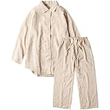 [メイド・イン・アース] ガーゼパジャマ 茶 ダブルガーゼ 縫い糸までオーガニックコットン100%