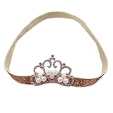 Nice Days（ナイス　ディズ） 赤ちゃん　子供のヘアバンド　可愛いクラウンヘアクリップ  ヘアアクセサリー　王冠　記念 撮影 誕生日お祝い　細いバンド　結晶付 (ゴールデン)