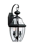Sea Gull Lighting 8039-12 2-Light Lancaster Medium Outdoor Wall Lantern, Clear Beveled Glass and Bla