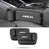 【アクア専用】シートサイドポケット AQUA 専用 車内 隙間 収納 ケース アクア MXPK系 10系 車 サイド収納ボックス 大容量 ドリンクホルダー付き 小物入れ 落下防止 カー用品 カーアクセサリー PUレザー 直径7cm以内ボトルを入れ 運転席と助手席セット2個入り (アクア専用+ブラック)