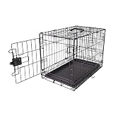 Amazonベーシック 犬 ペットケージ 折りたたみ可能 トレー付き シングルドア 76 cm x 48 cm x 53 cm 小型犬 中型犬 ブラック