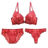 [Mon cher pigeon*] ブラジャー ショーツ セット Tバック 3点 モンシェルピジョン (SB-ストロベリー、AA70-M)