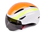 パラディニア（Paladineer）超軽量 高剛性 サイクリングヘルメット 自転車ヘルメット マグネットバイザー付き 通気性 55～62cmサイズ調節 子供も利用可能 ホワイト＋オレンジ