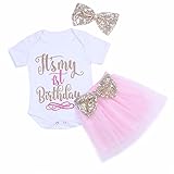 (フィーショー)FEESHOW 子供ドレス 女の子ワンピース チュチュスカート ベビーロンパース リボン飾り 3点 セット 0-1歳 ホワイト＆ピンク 90
