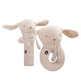 tracfy Baby Rattle and SqueakerセットPlush Animals Hanging Ring RattleベビーベビーカーHanging Sensoryアクティビティおもち