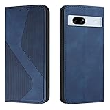 Google Pixel 7a ケース 手帳型 財布型 カバー LODROC スマホケース ピクセル 7a スタンド機能 カードポケット収納 耐衝撃 適応6.1インチ - 青