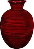Bamboo Vase Centerpiece - Red Glossy Finish Wood Grain Design 14.25 Tall ~ Home D?cor for Living Roo