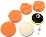 ポリッシャー 用 スポンジ 6点セット 75mm 簡単 お手軽 ワックスがけ ドリル 先端 マジックテープ 式
