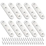 Ａｉｂｂｏｙｉジョイント金具 フラット16個 接合金具ステンレス 4穴I字金具 76x16mm連結金具 家具固定金具 木工DIY 修理 補強金具 66個ネジ付き