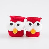 (アクアランド) AQUALAND かわいい ユニーク 目玉 2足組 こども靴下 キッズ 赤ちゃん ベビー ソックス あたたかい ふくろう キャラクター 1～3歳児向け (1～3歳児向け, 赤 あか)
