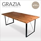 ダイニングテーブル 無垢 180 GRAZIA グラジア 無垢材 オーク材 オーク 北欧 アンティーク 北欧風 6人 6人掛け スチール 脚 幅180 180cm 一枚板風 天然木 単品 モダン おしゃれ