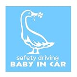 デザイン工房ＳＩＧＮＳ 車ステッカー Baby in car 16 綺麗にはがせる 車 ステッカー アヒル 四つ葉 アイスブルー